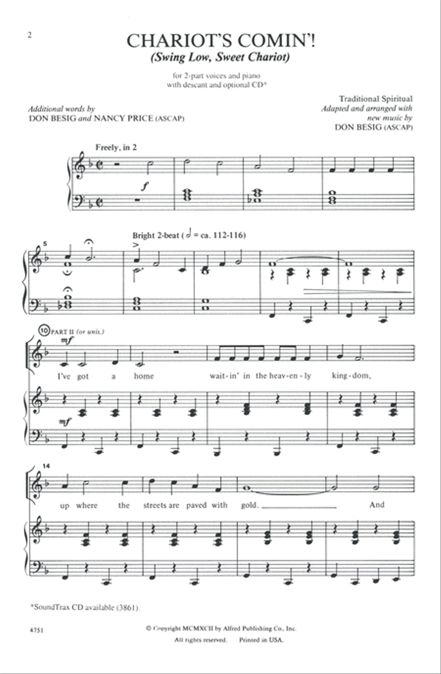 Chariots Comin'! (Swing Low, Sweet Chariot) 2-Part scores gallery preview page 2