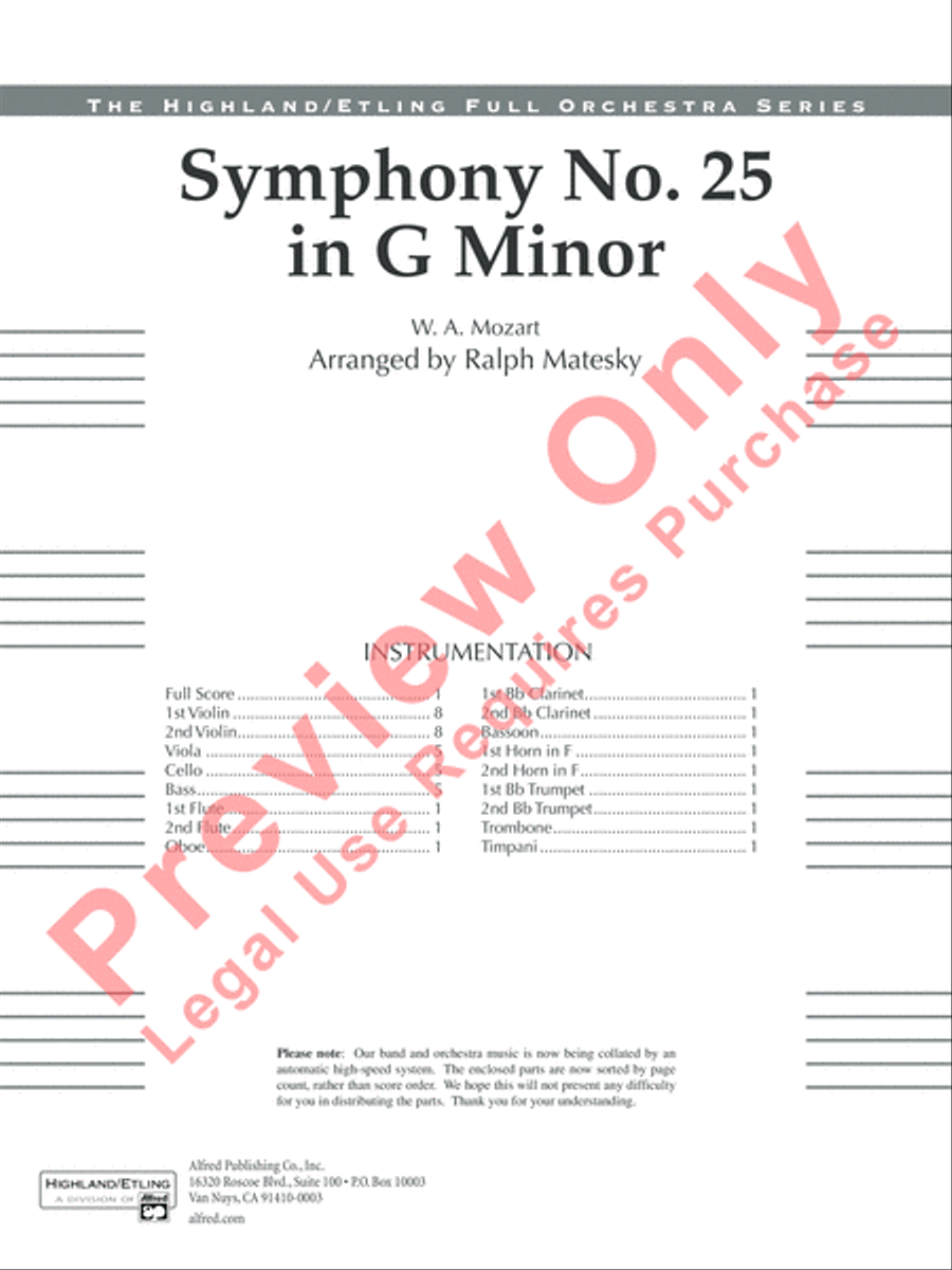Mozart's Symphony No. 25 in G Minor, 3rd & 4th Movements Full Orchestra scores gallery preview page 2