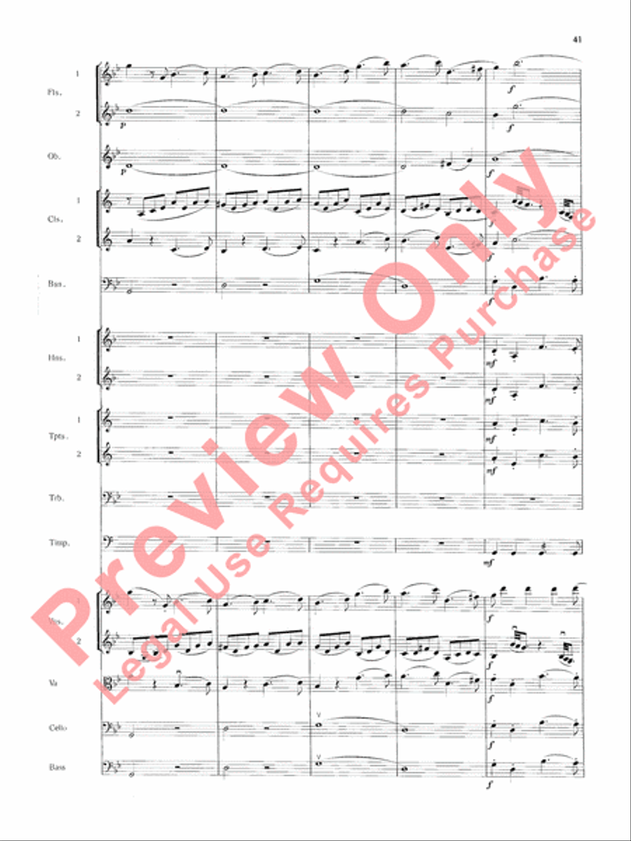 Mozart's Symphony No. 25 in G Minor, 3rd & 4th Movements Full Orchestra scores gallery preview page 44