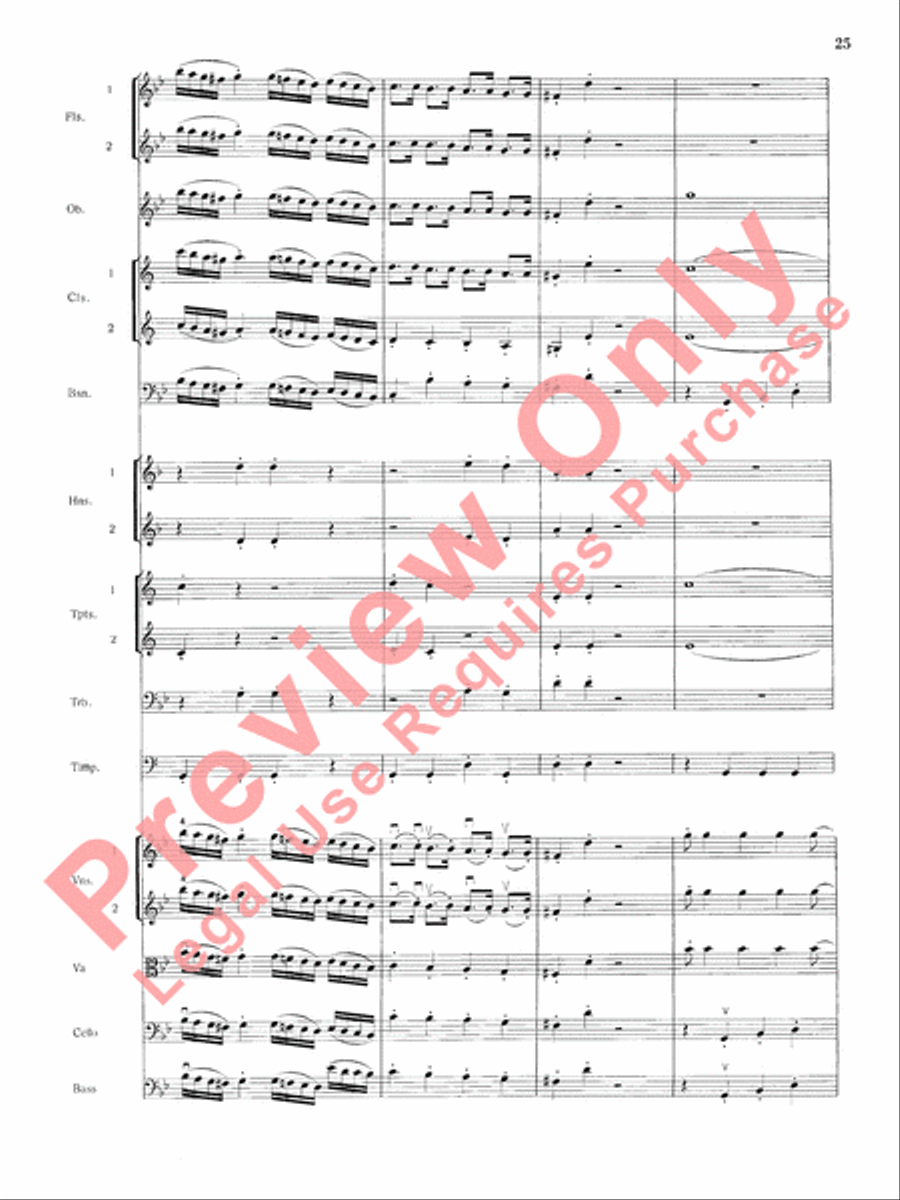 Mozart's Symphony No. 25 in G Minor, 1st & 2nd Movements Full Orchestra scores gallery preview page 28