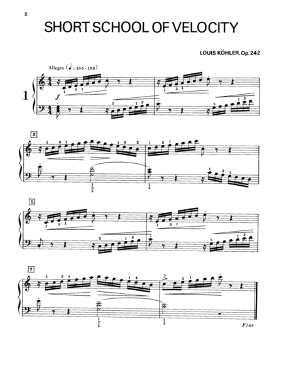 Köhler -- Short School of Velocity, Op. 242 Piano Solo scores gallery preview page 3