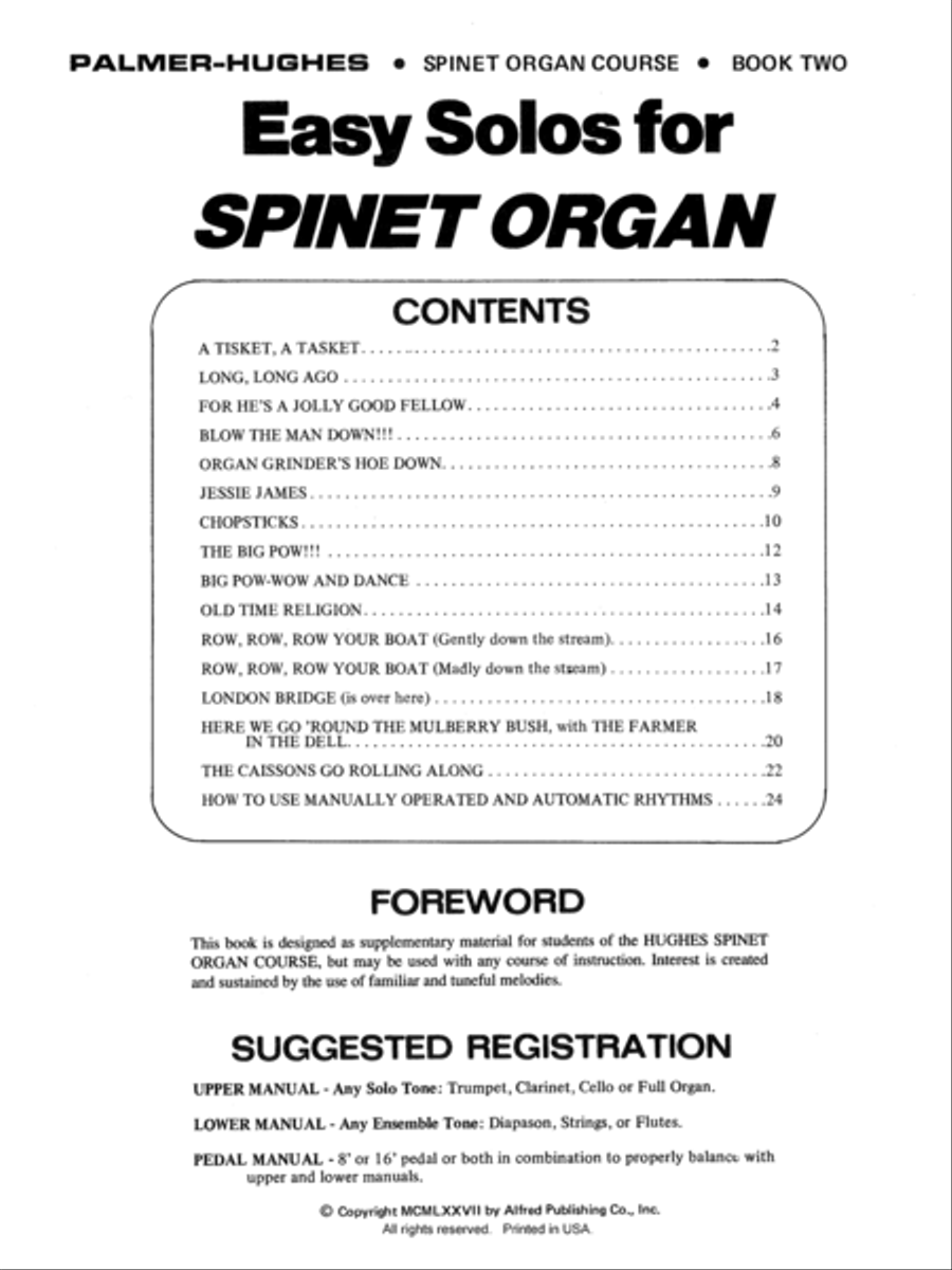 Easy Solos for Spinet Organ, Book 2 Organ scores gallery preview page 2