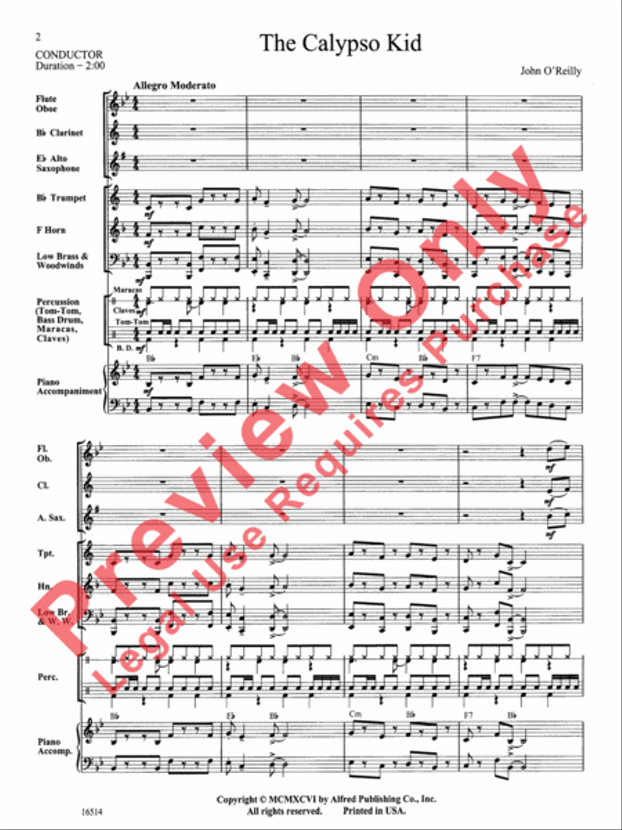 The Calypso Kid Concert Band scores gallery preview page 3