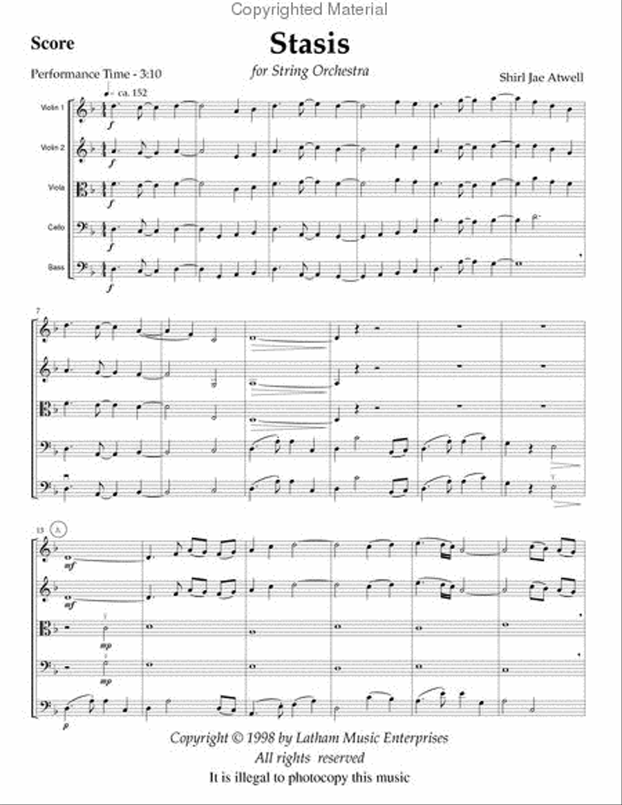 Stasis for String Orchestra - Score String Orchestra scores gallery preview page 2