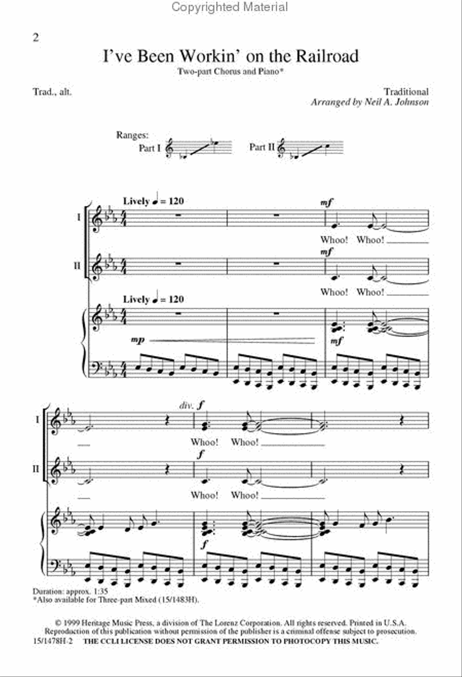 I've Been Workin' on the Railroad 3-Part scores gallery preview page 2