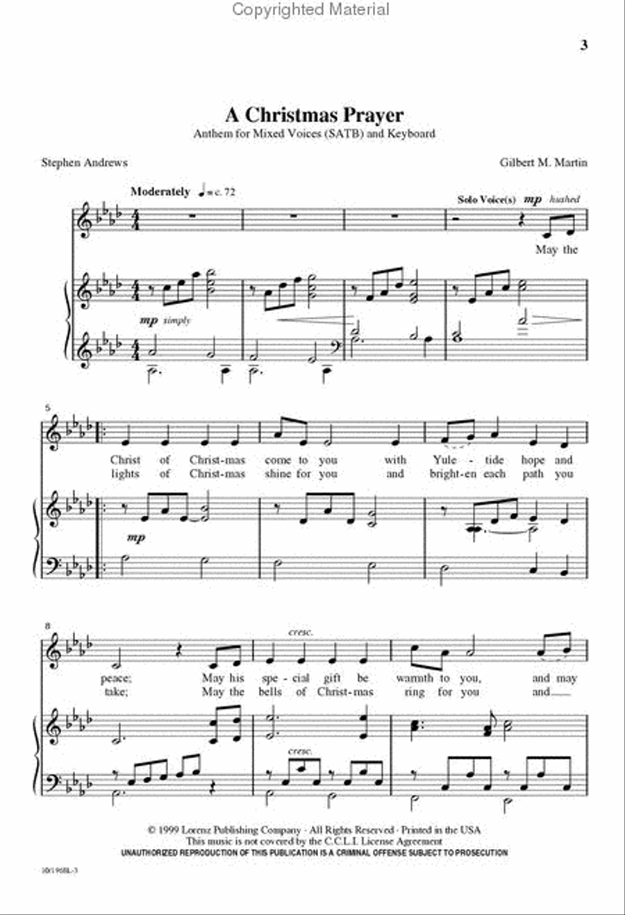 A Christmas Prayer 4-Part scores gallery preview page 2
