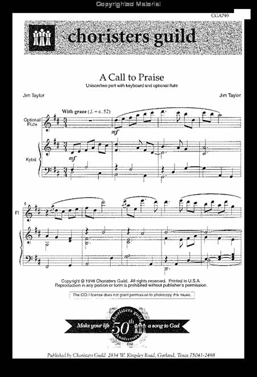 A Call to Praise Unison Choir scores gallery preview page 2