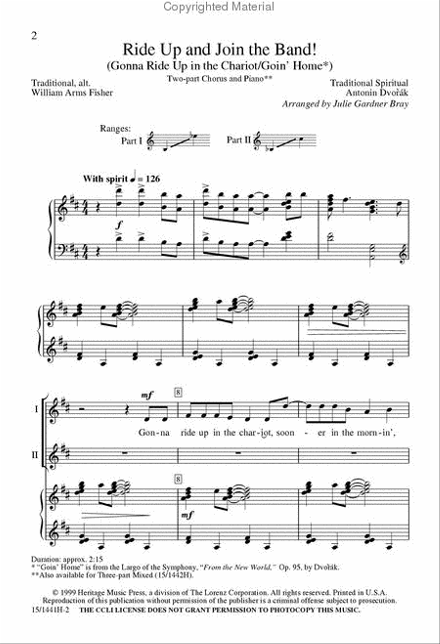 Ride Up and Join the Band 2-Part scores gallery preview page 2