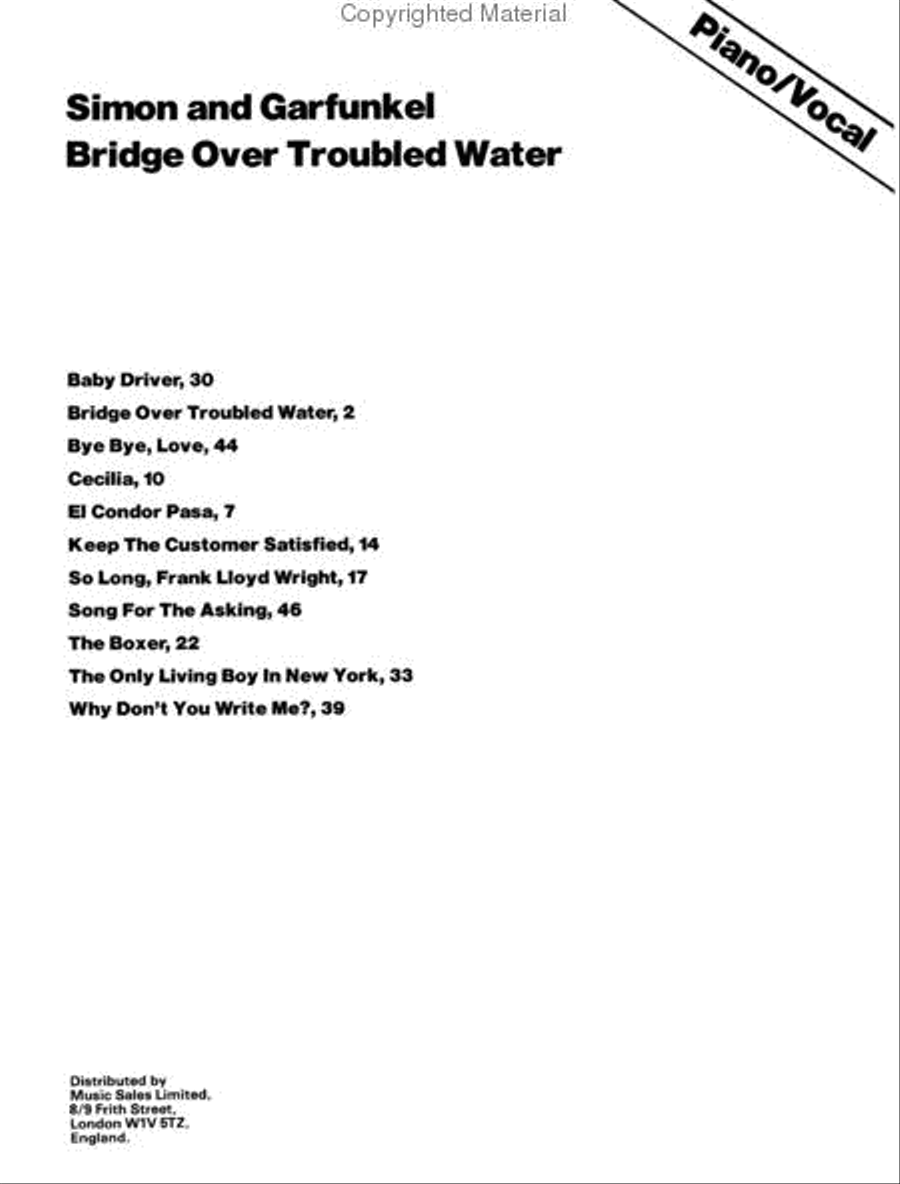Simon and Garfunkel – Bridge over Troubled Water Piano, Vocal, Guitar scores gallery preview page 2