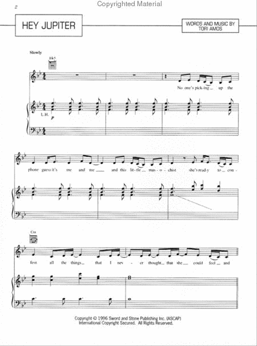 Hey Jupiter Piano, Vocal, Guitar scores gallery preview page 2