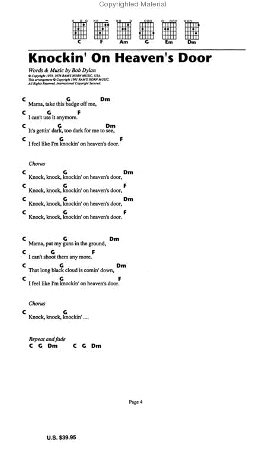 Bob Dylan – The 6 Chord Songbook Acoustic Guitar scores gallery preview page 2