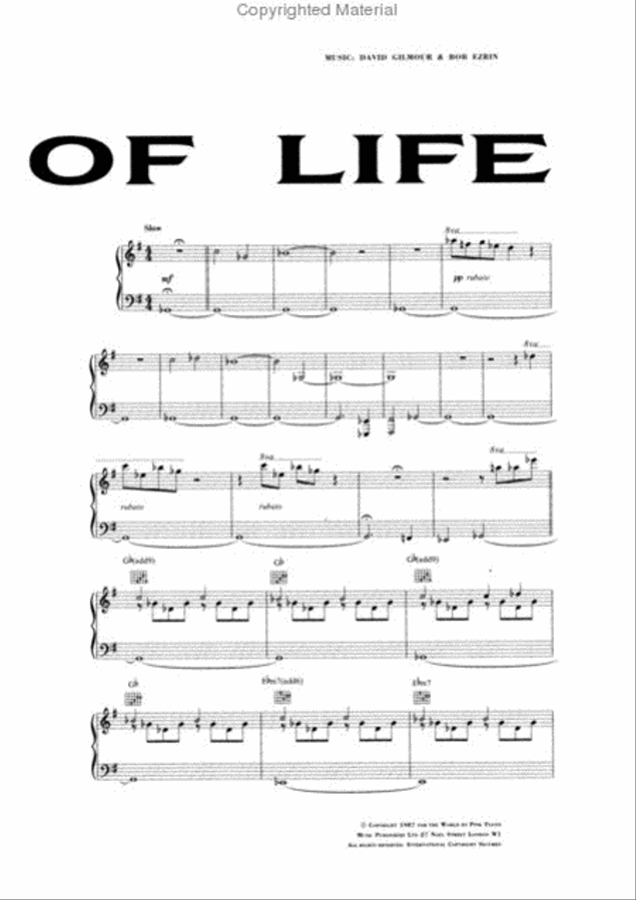 Pink Floyd – A Momentary Lapse of Reason Piano, Vocal, Guitar scores gallery preview page 2