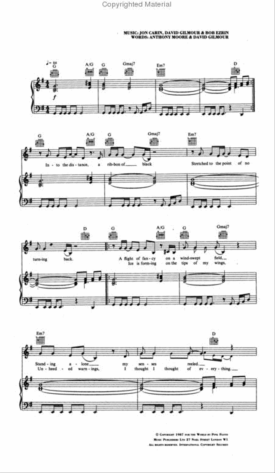 Pink Floyd – A Momentary Lapse of Reason Piano, Vocal, Guitar scores gallery preview page 3