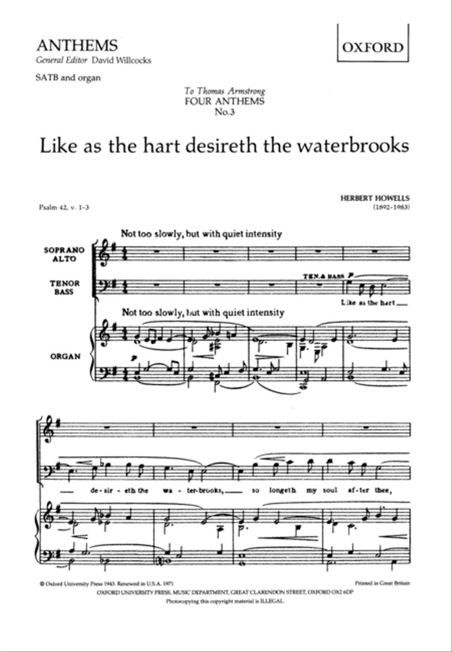 Like as the hart desireth the waterbrooks 4-Part scores gallery preview page 1