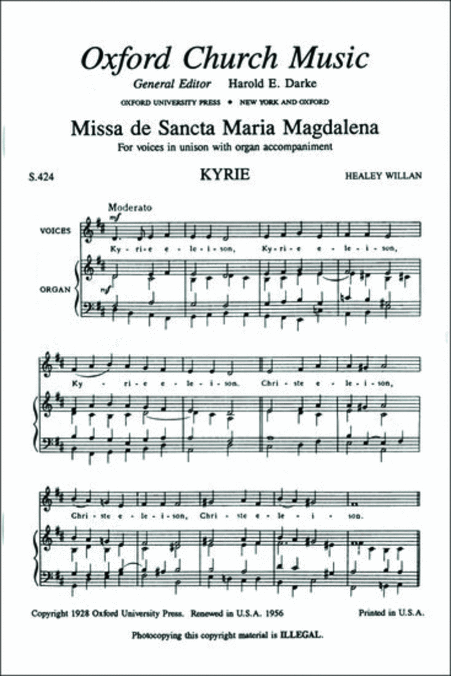 Missa de Sancta Maria Magdalena in D Unison Choir scores gallery preview page 1