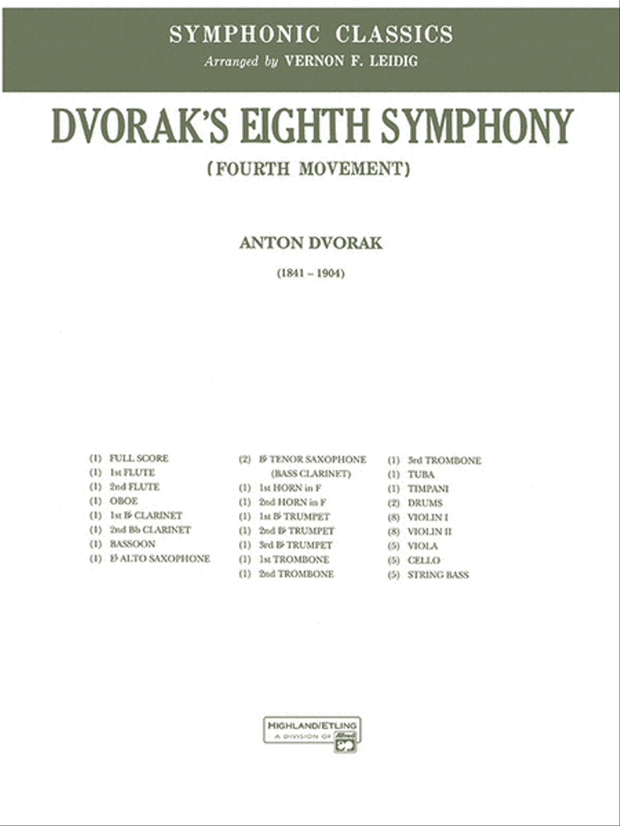 Dvorák's Eighth Symphony, Fourth Movement Full Orchestra scores gallery preview page 1