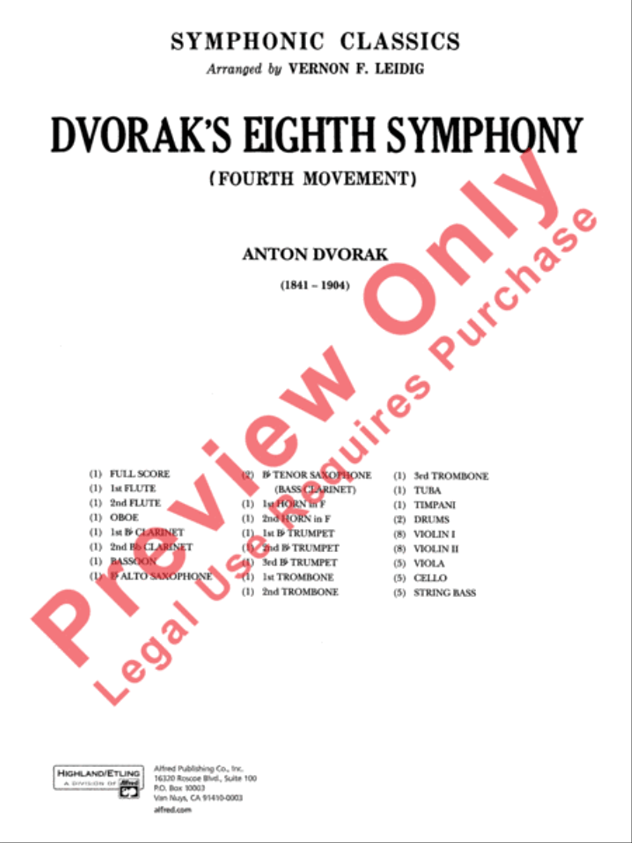 Dvorák's Eighth Symphony, Fourth Movement Full Orchestra scores gallery preview page 2