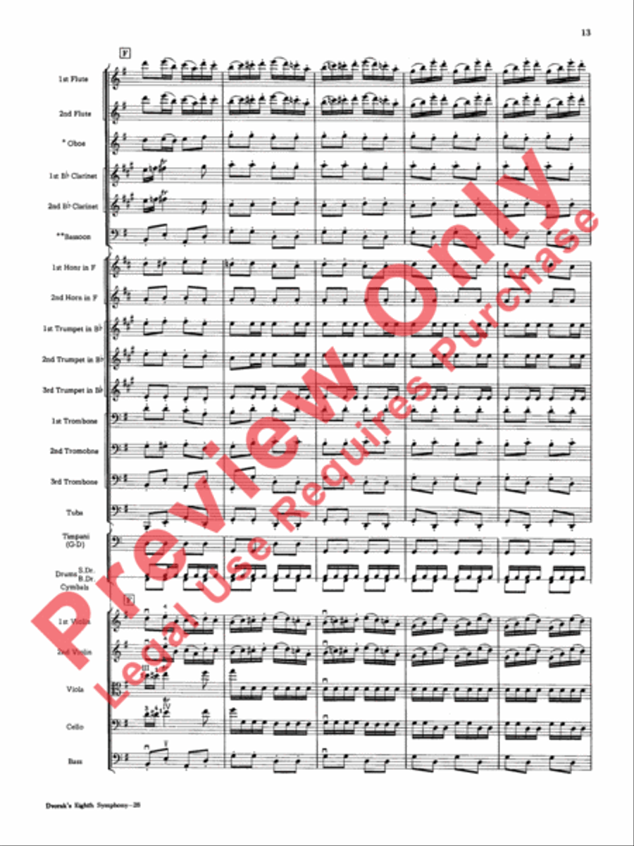 Dvorák's Eighth Symphony, Fourth Movement Full Orchestra scores gallery preview page 14