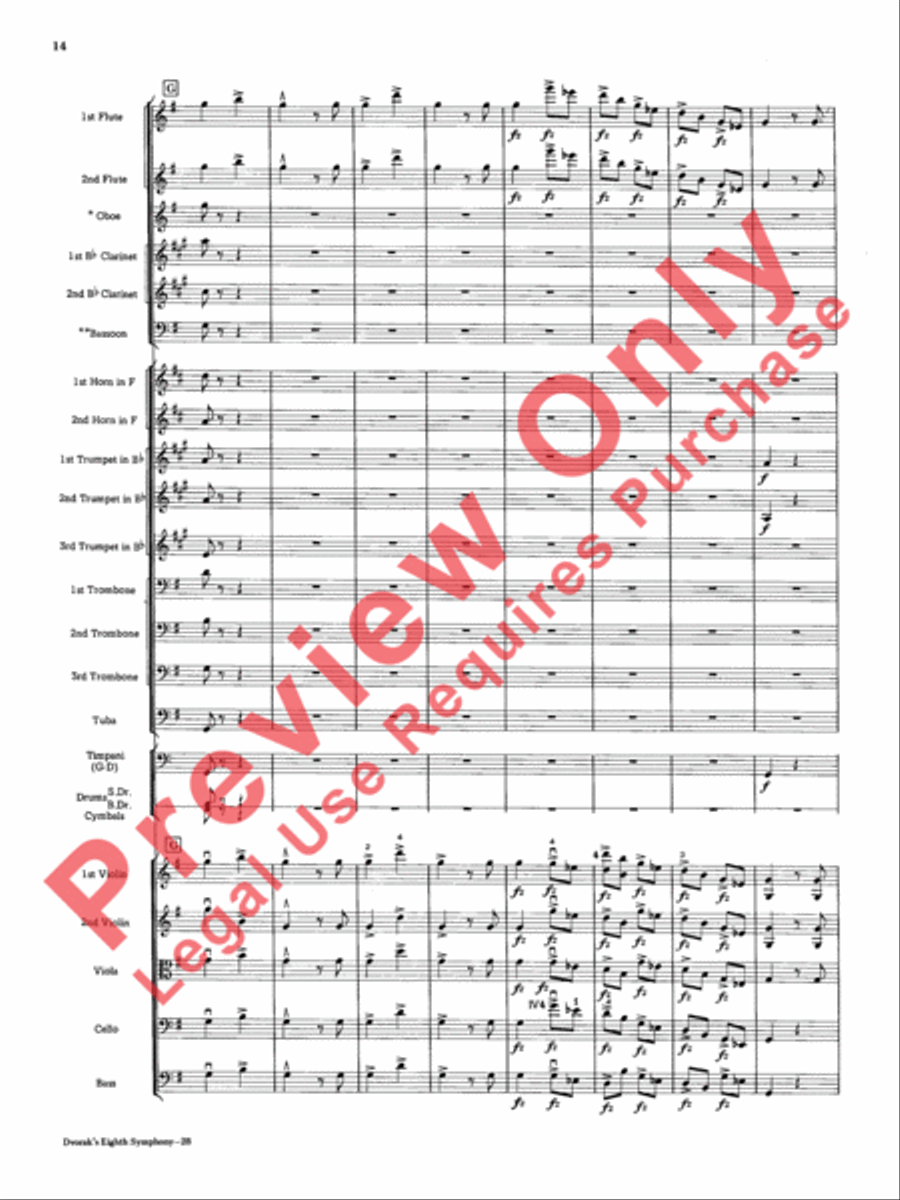Dvorák's Eighth Symphony, Fourth Movement Full Orchestra scores gallery preview page 15