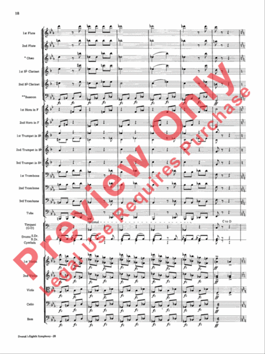 Dvorák's Eighth Symphony, Fourth Movement Full Orchestra scores gallery preview page 19
