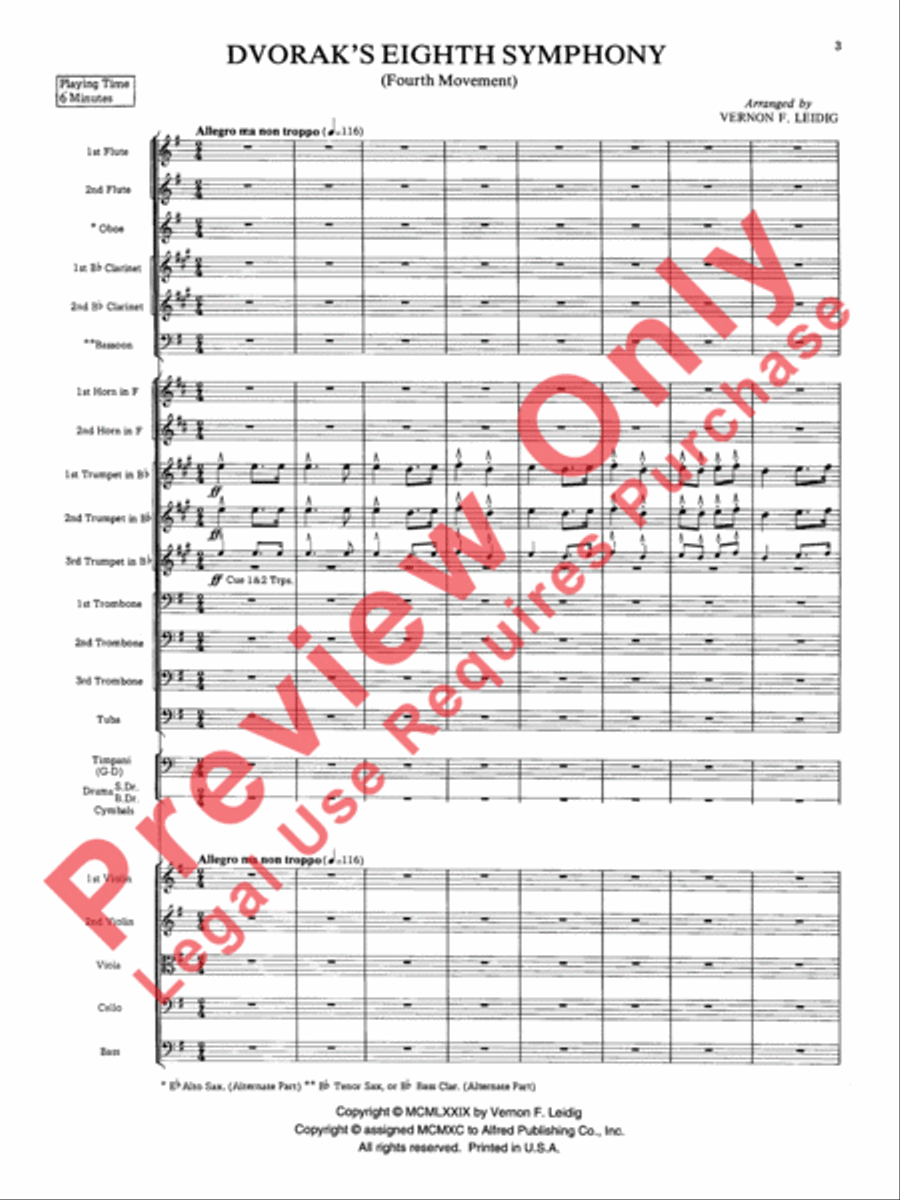 Dvorák's Eighth Symphony, Fourth Movement Full Orchestra scores gallery preview page 4