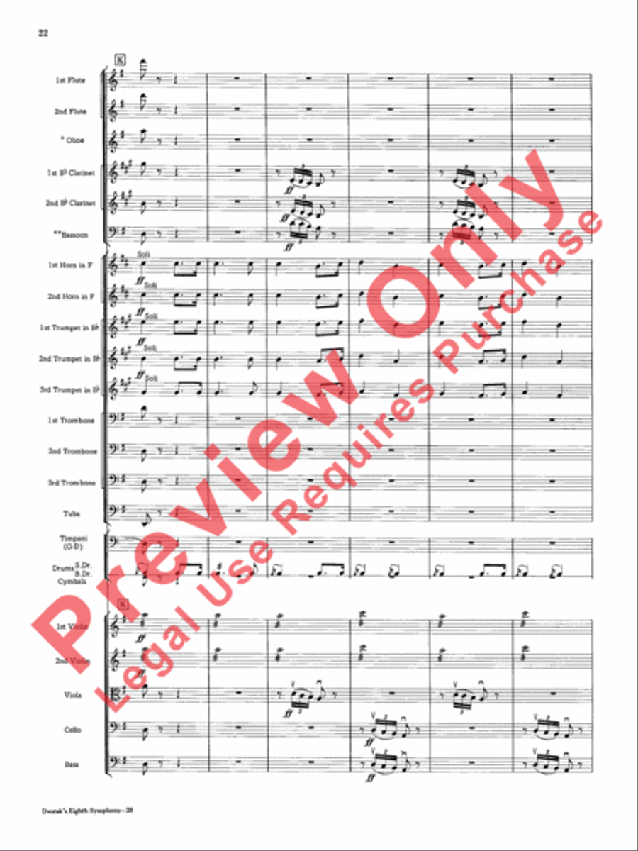 Dvorák's Eighth Symphony, Fourth Movement Full Orchestra scores gallery preview page 23