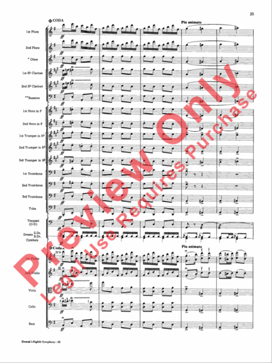 Dvorák's Eighth Symphony, Fourth Movement Full Orchestra scores gallery preview page 26