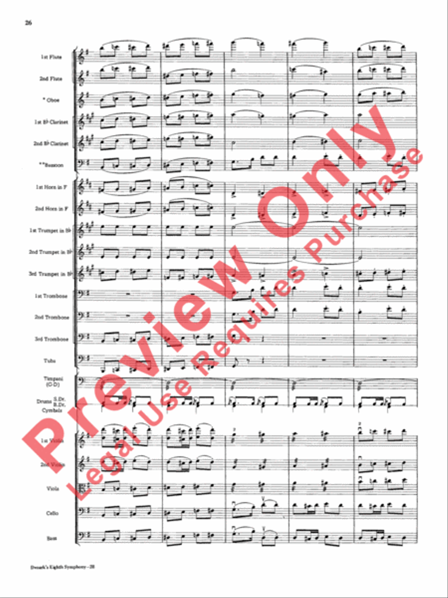 Dvorák's Eighth Symphony, Fourth Movement Full Orchestra scores gallery preview page 27