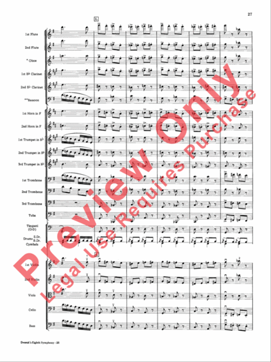 Dvorák's Eighth Symphony, Fourth Movement Full Orchestra scores gallery preview page 28