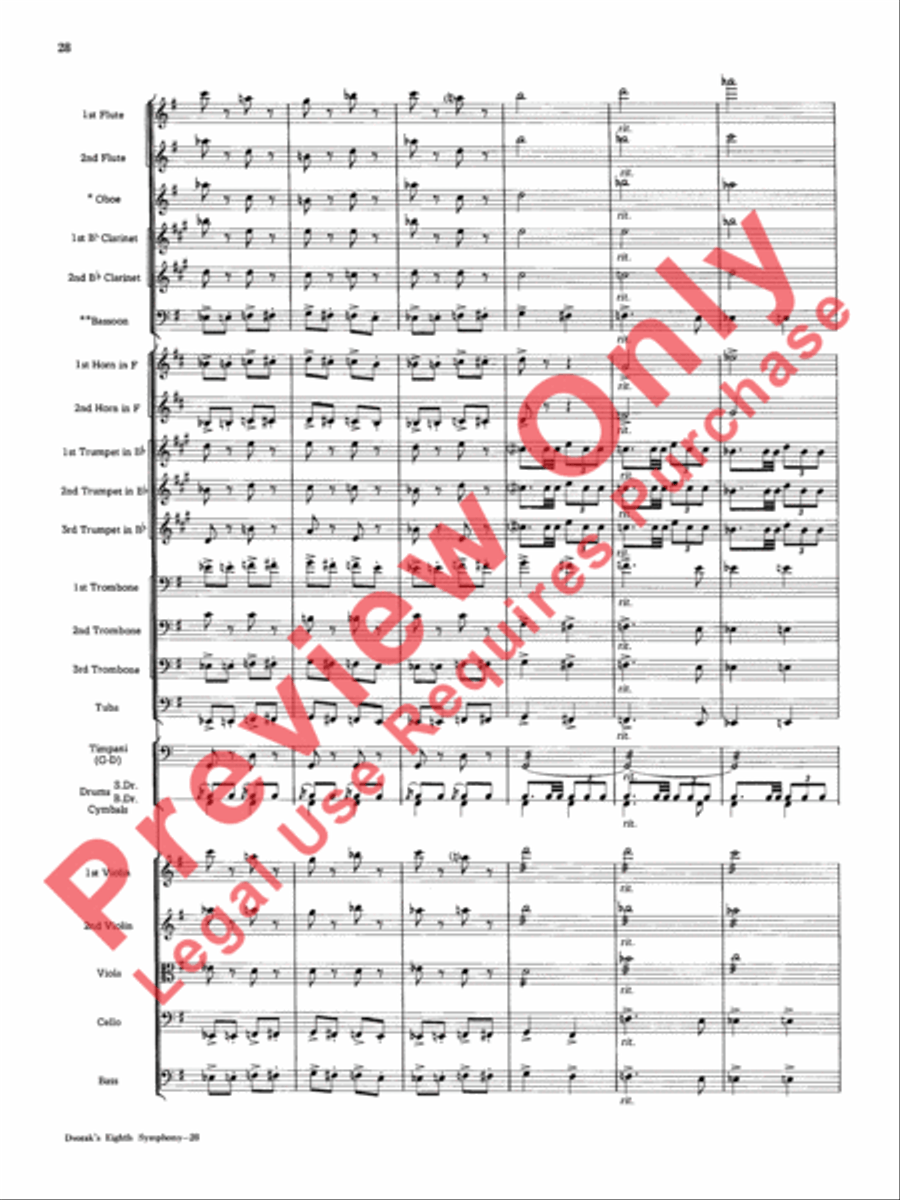 Dvorák's Eighth Symphony, Fourth Movement Full Orchestra scores gallery preview page 29