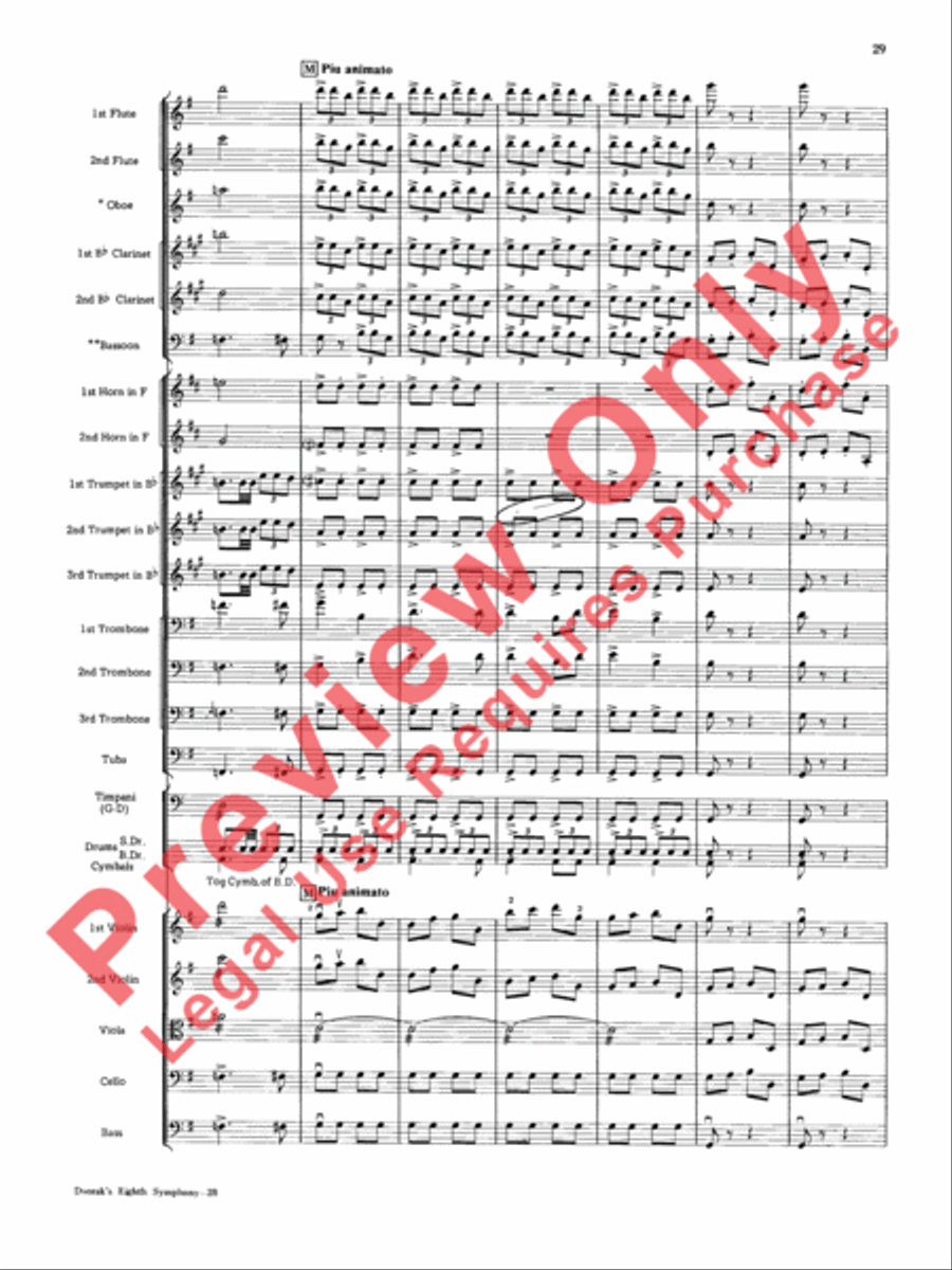 Dvorák's Eighth Symphony, Fourth Movement Full Orchestra scores gallery preview page 30