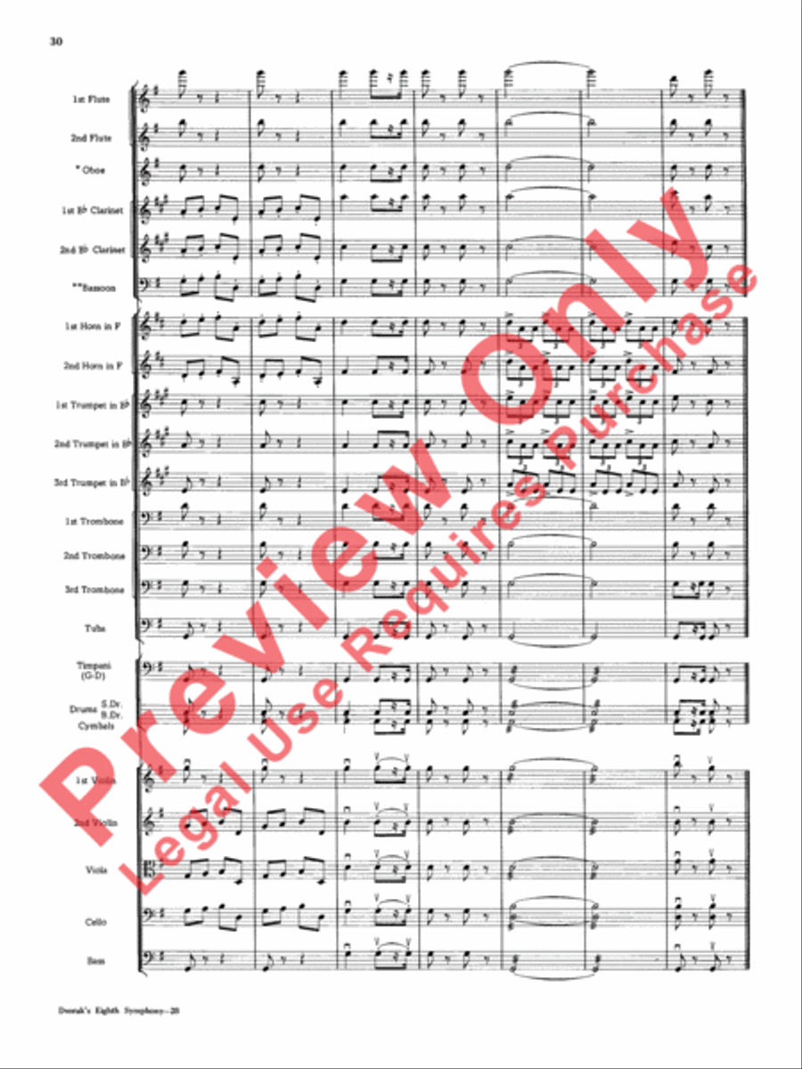 Dvorák's Eighth Symphony, Fourth Movement Full Orchestra scores gallery preview page 31