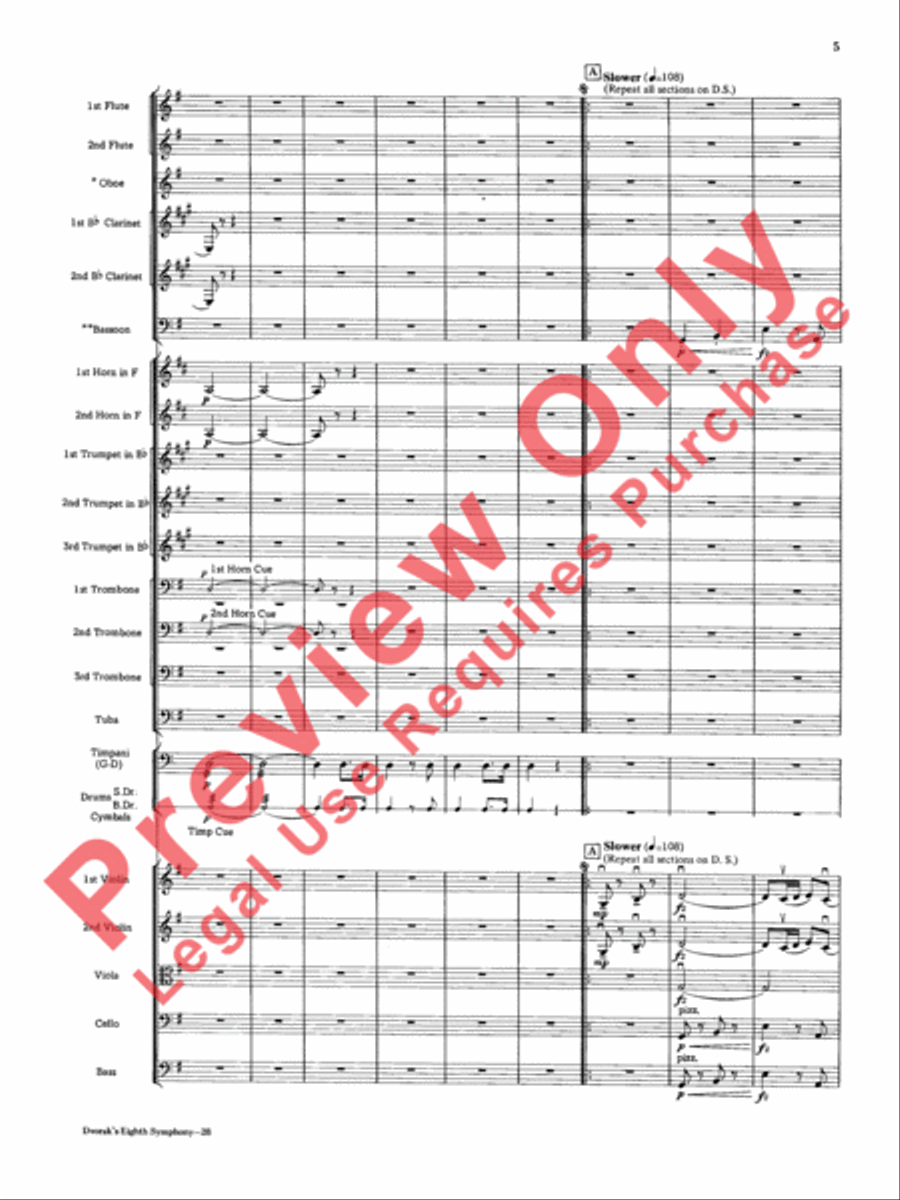 Dvorák's Eighth Symphony, Fourth Movement Full Orchestra scores gallery preview page 6