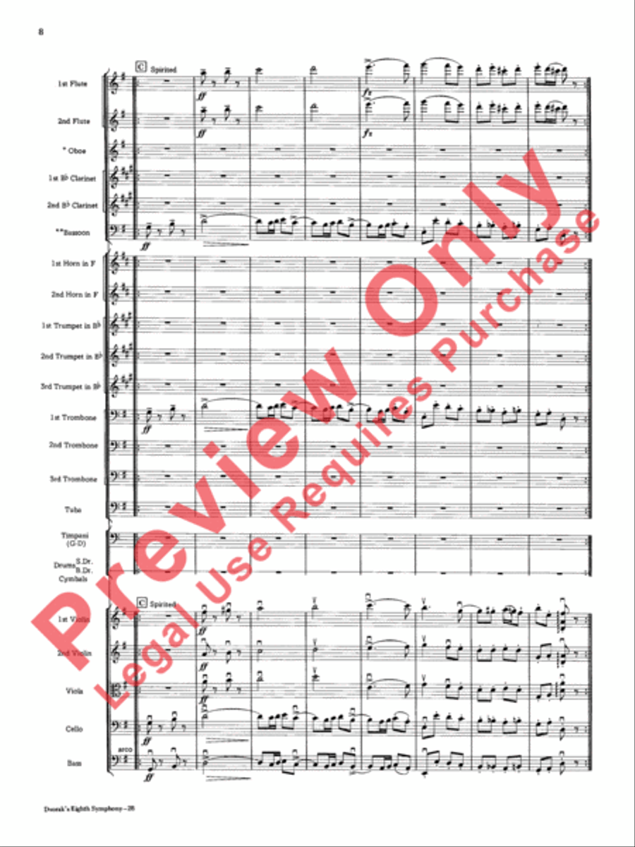 Dvorák's Eighth Symphony, Fourth Movement Full Orchestra scores gallery preview page 9