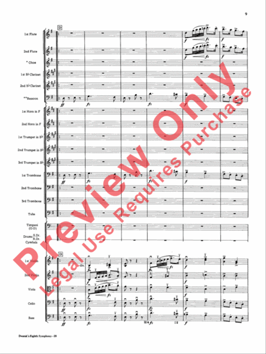 Dvorák's Eighth Symphony, Fourth Movement Full Orchestra scores gallery preview page 10