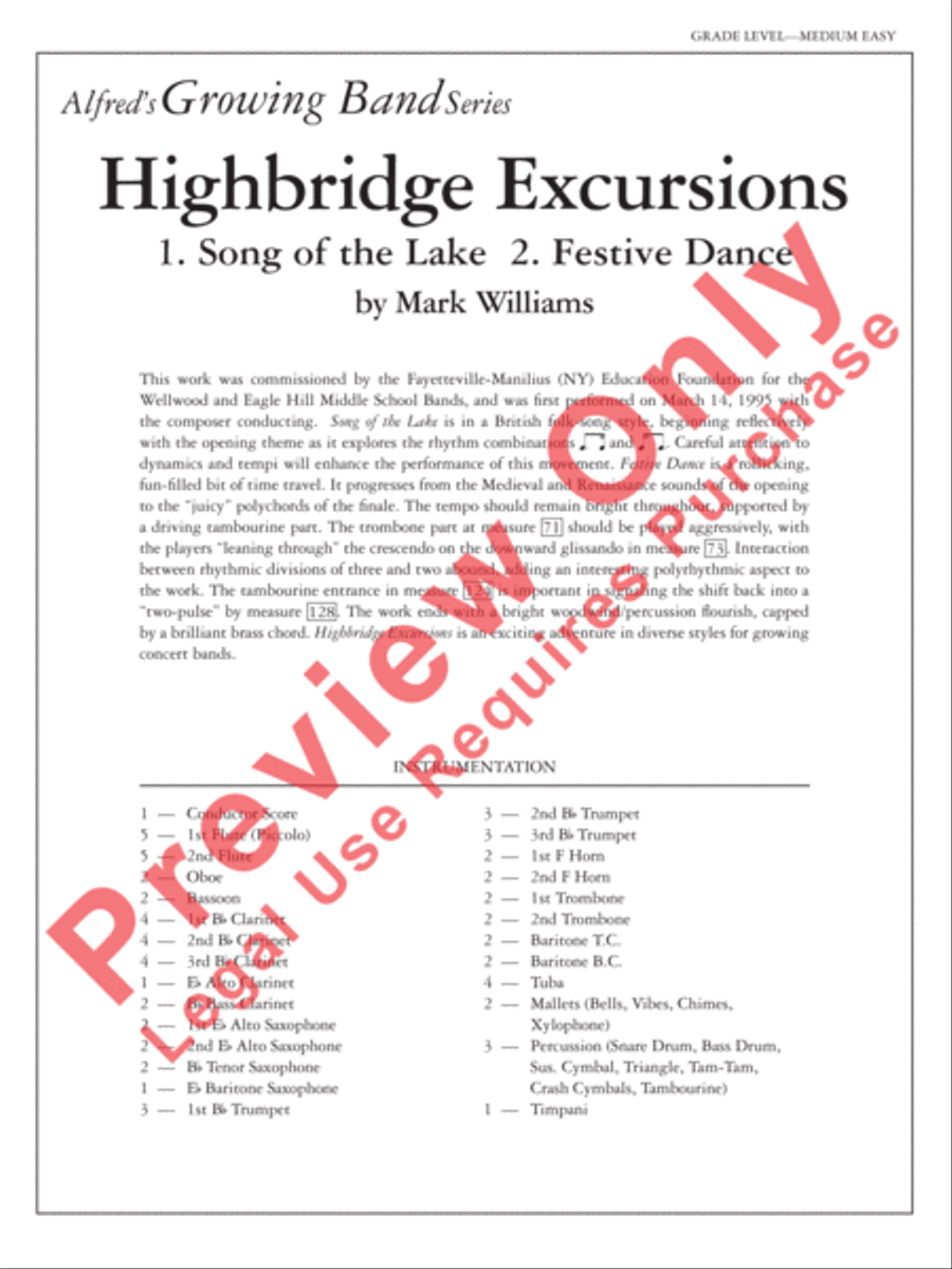 Highbridge Excursions Highbridge Excursions Concert Band scores gallery preview page 2