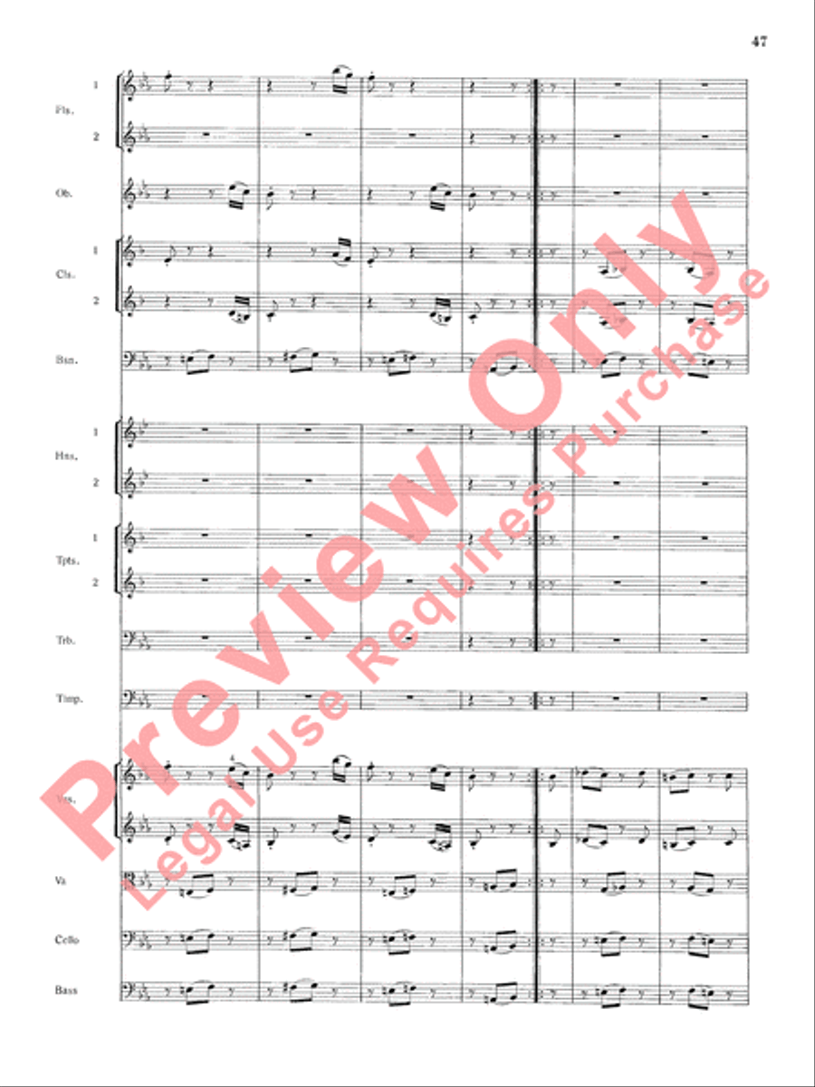 Mozart's Symphony No. 25 in G Minor, 1st & 2nd Movements Full Orchestra scores gallery preview page 50