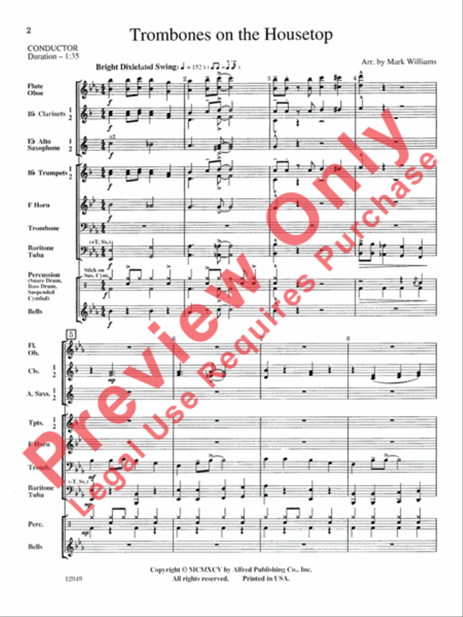 Trombones on the Housetop Concert Band scores gallery preview page 3