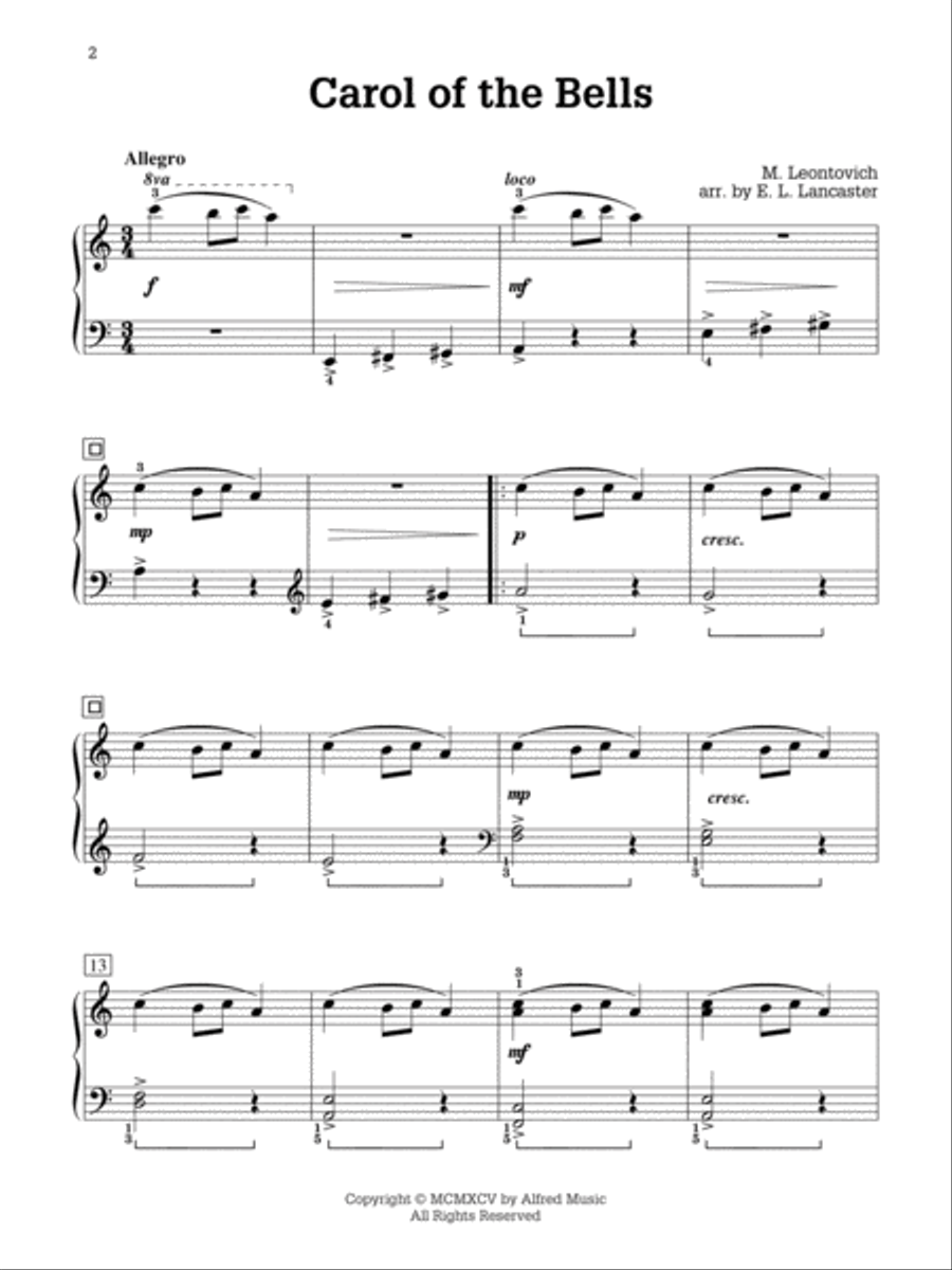 Carol Of The Bells - (Easy Piano) Easy Piano scores gallery preview page 2
