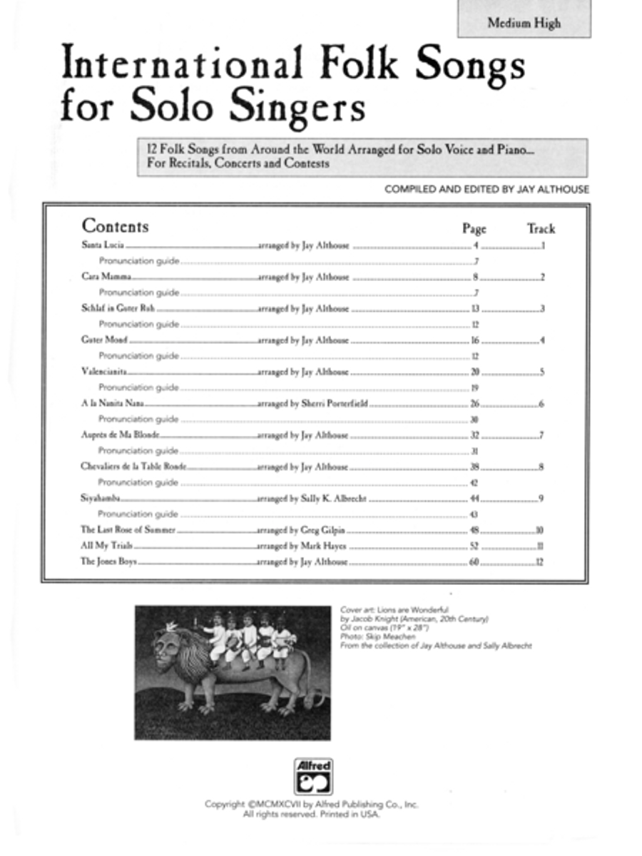 International Folk Songs for Solo Singers Voice scores gallery preview page 2