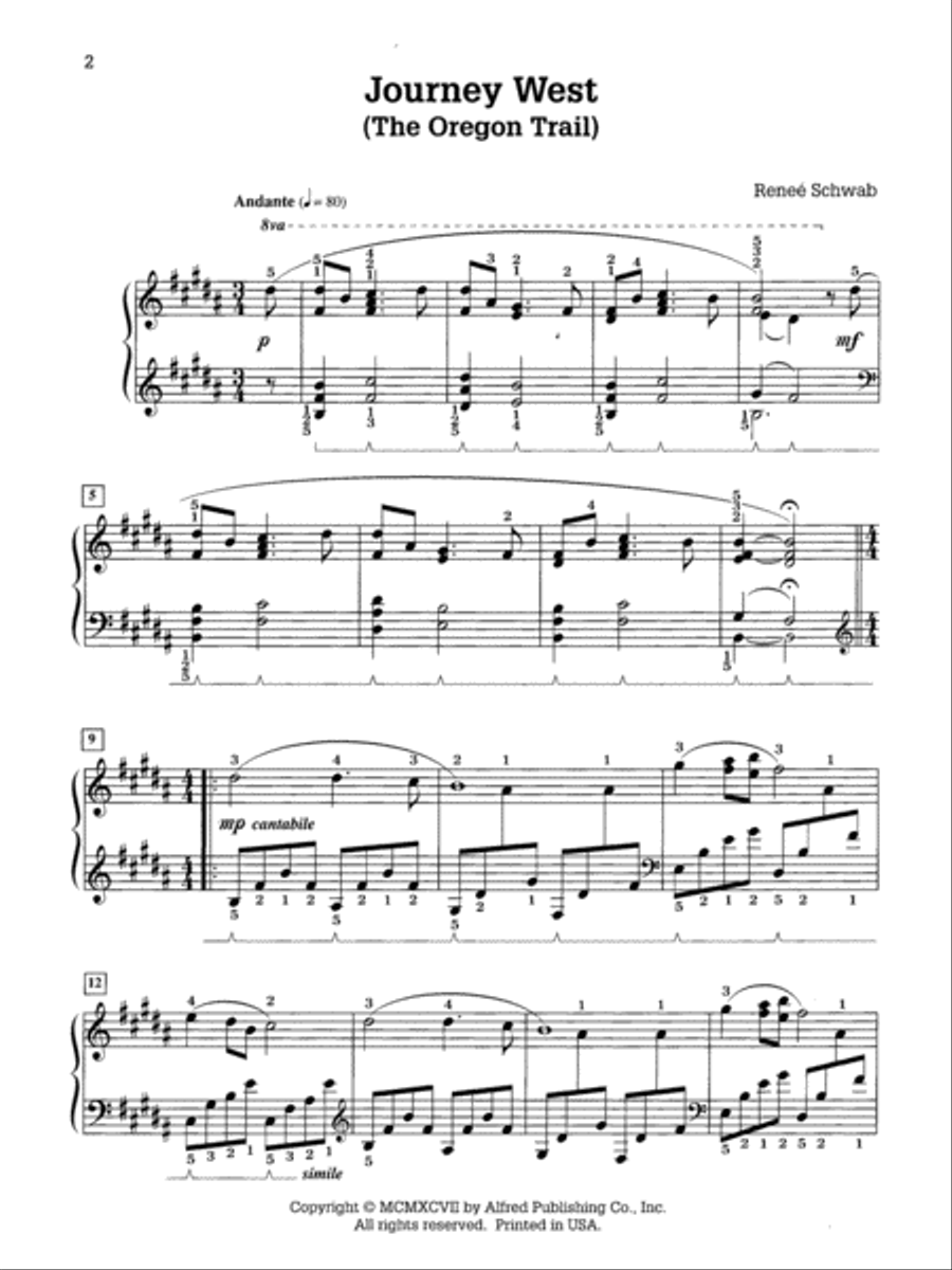Journey West (The Oregon Trail) Piano Solo scores gallery preview page 2