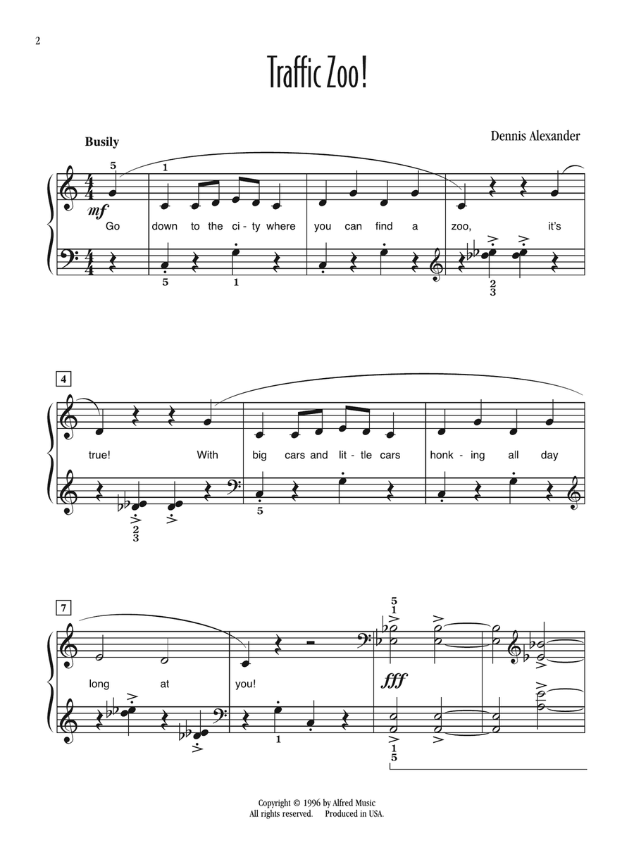 Traffic Zoo! Traffic Zoo! Easy Piano scores gallery preview page 2