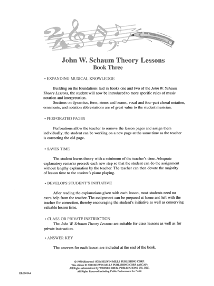 Theory Lessons, Book 3 Theory Lessons, Book 3 Piano Method scores gallery preview page 2