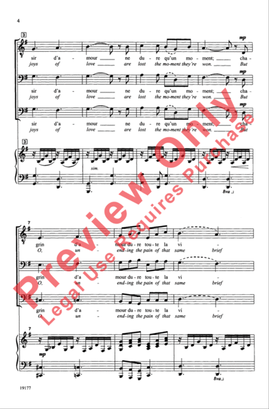 Plaisir d'Amour Plaisir d'Amour Men's Choir scores gallery preview page 4