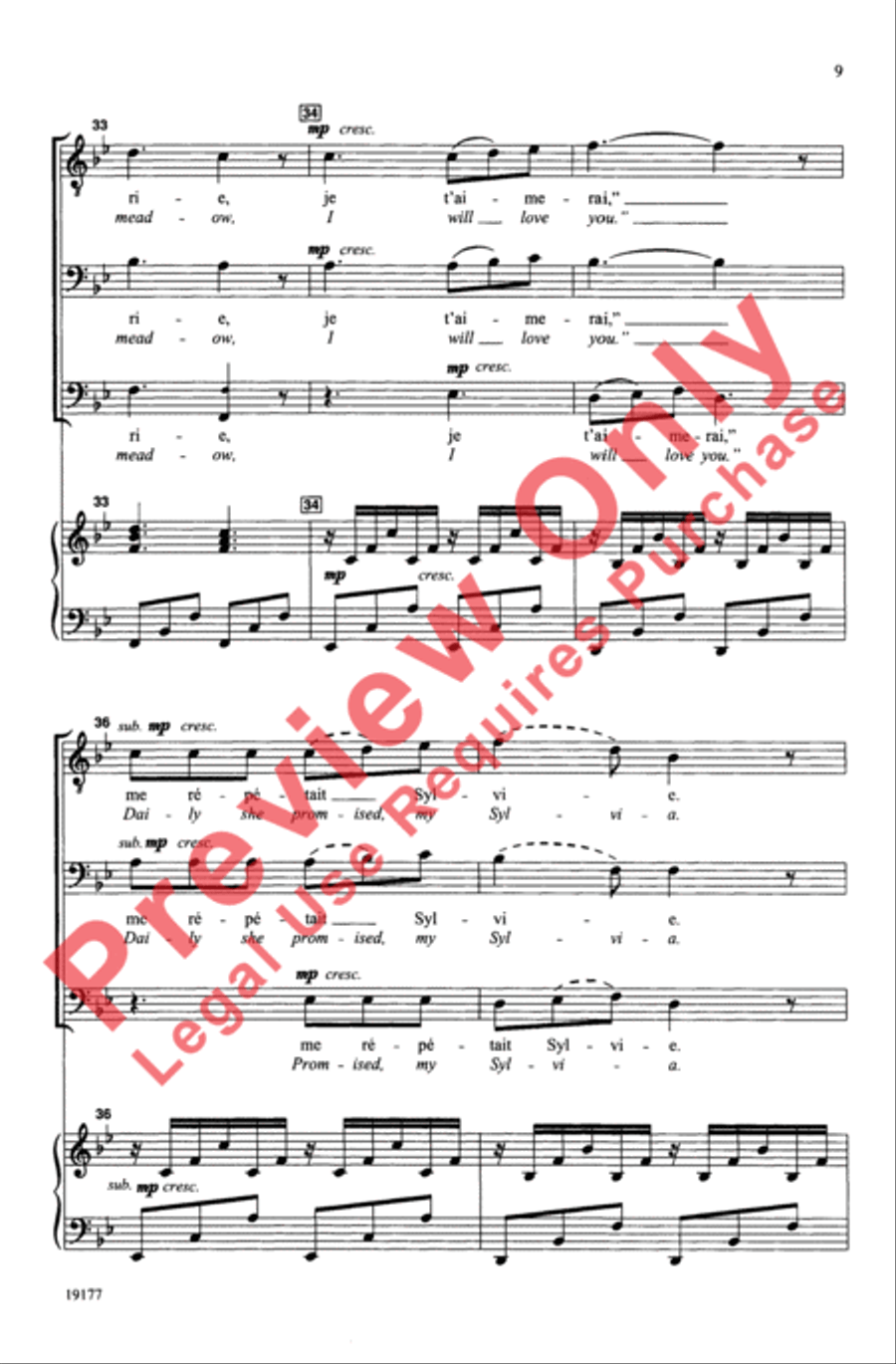 Plaisir d'Amour Plaisir d'Amour Men's Choir scores gallery preview page 9