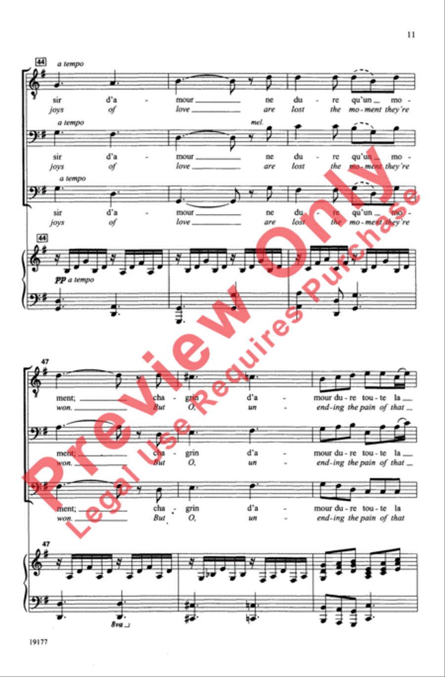 Plaisir d'Amour Plaisir d'Amour Men's Choir scores gallery preview page 11