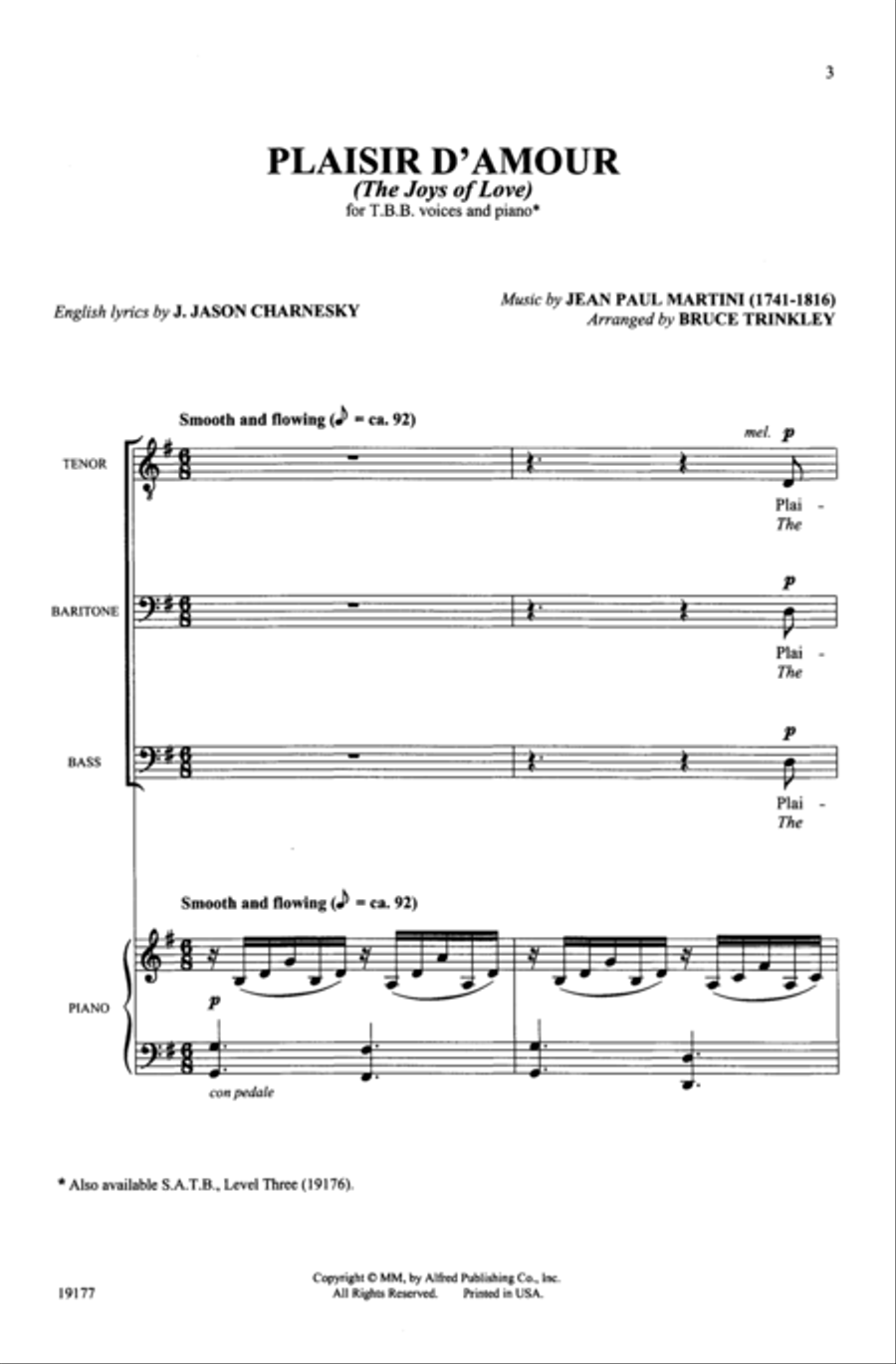 Plaisir d'Amour Plaisir d'Amour Men's Choir scores gallery preview page 13