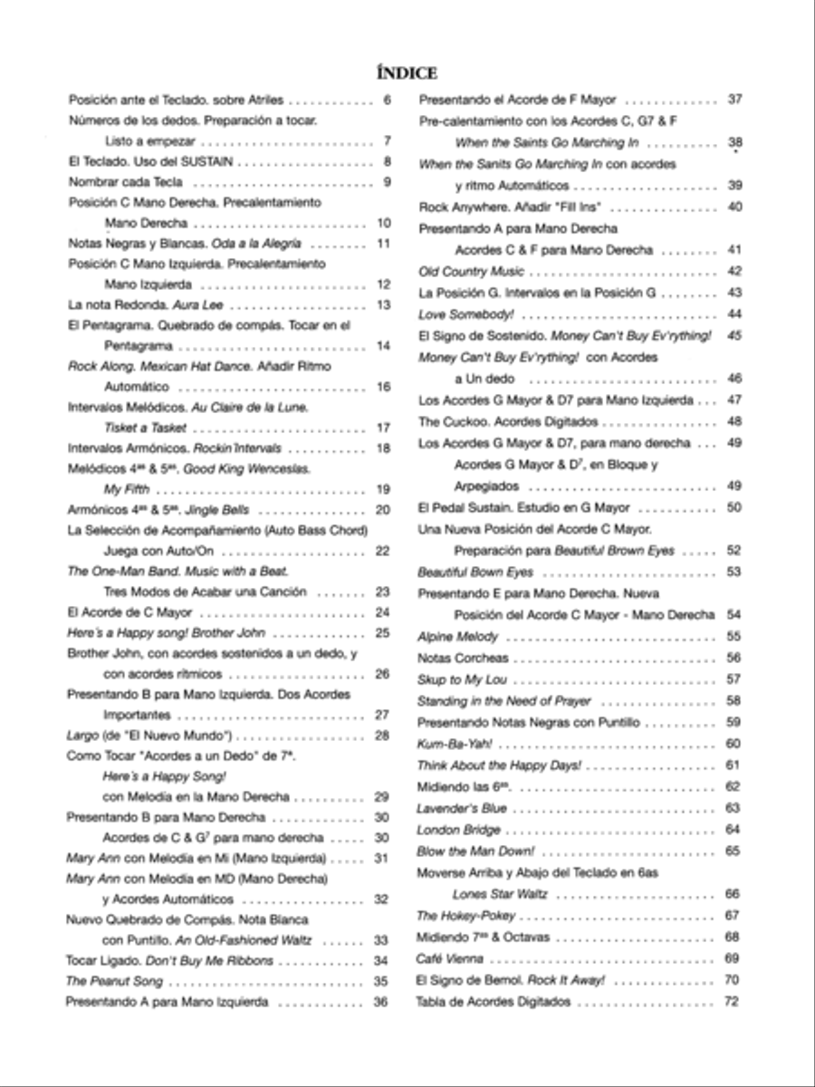 Basix: Electronic Keyboard Method (Spanish Edition) Electronic Keyboard scores gallery preview page 2