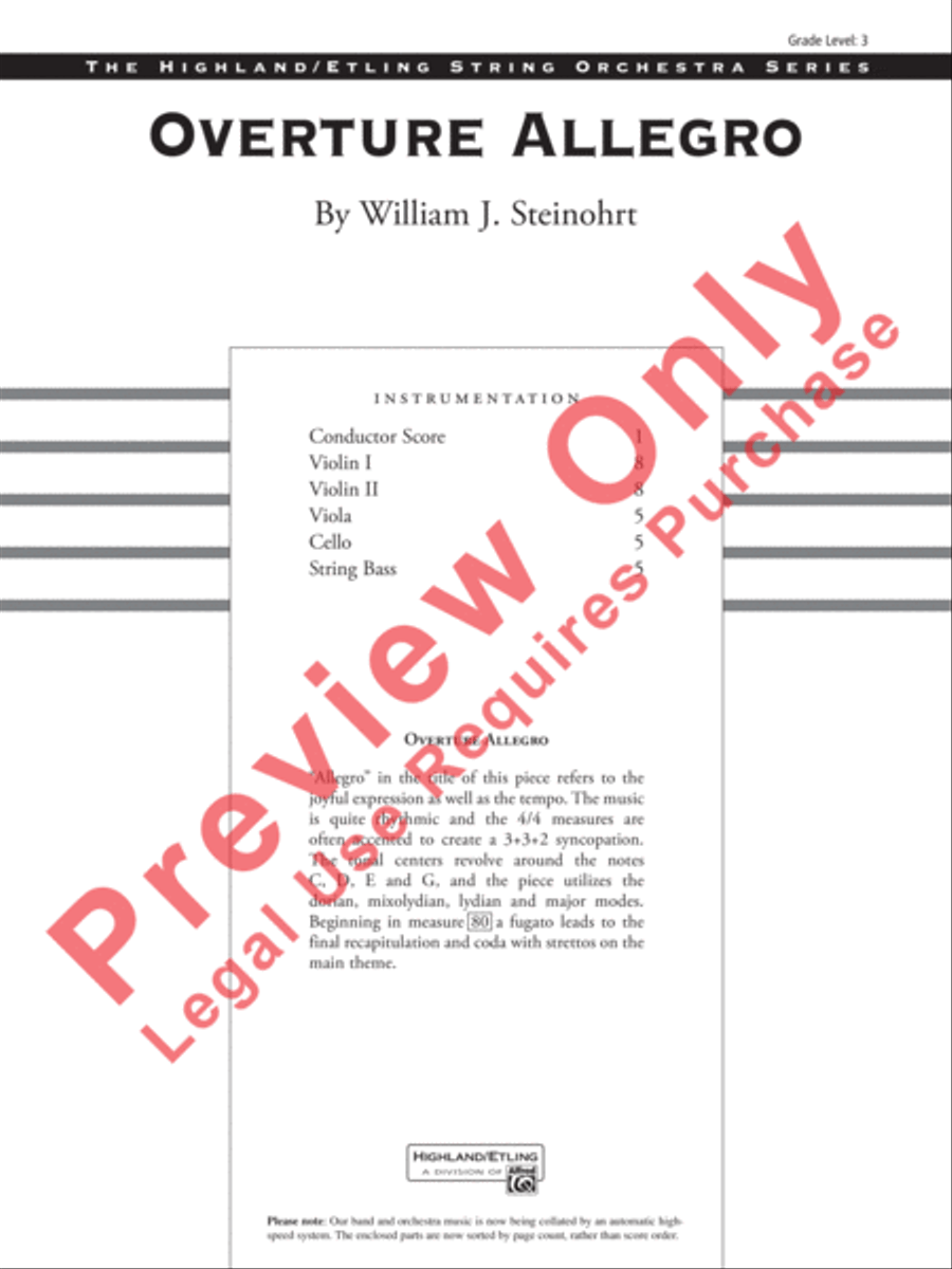 Overture Allegro Overture Allegro String Orchestra scores gallery preview page 1
