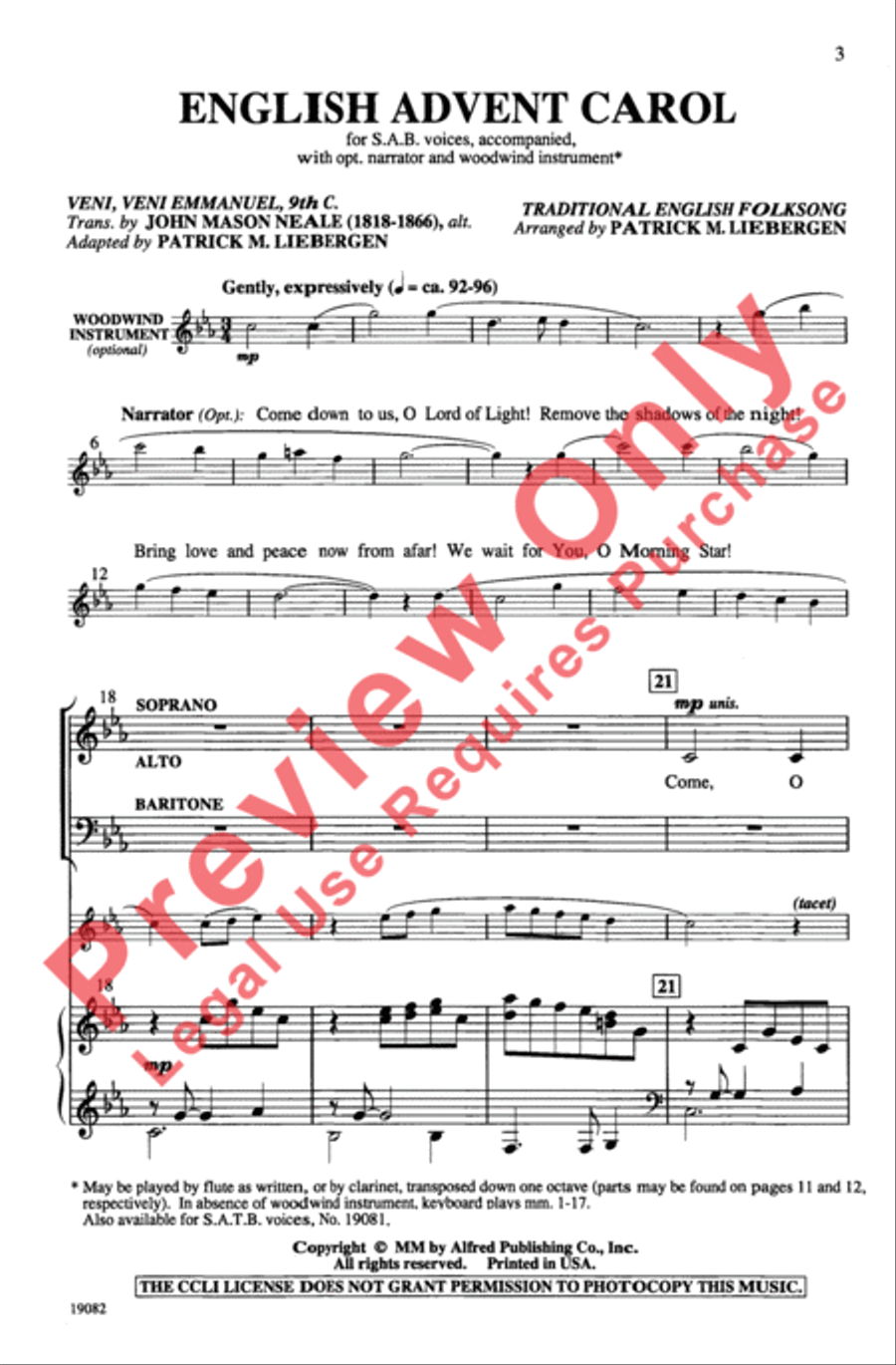 English Advent Carol English Advent Carol 3-Part scores gallery preview page 3